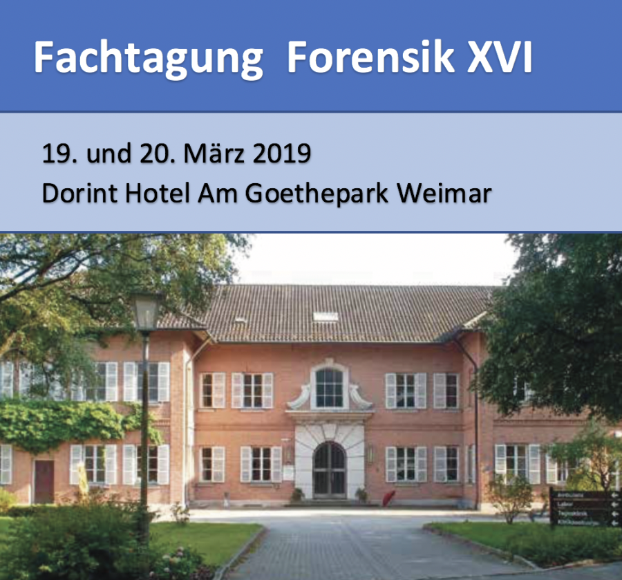 Aussenansicht Dorint Hotel Am Goethepark Weimar mit Ankündigung Fachtagung Forensik XVI